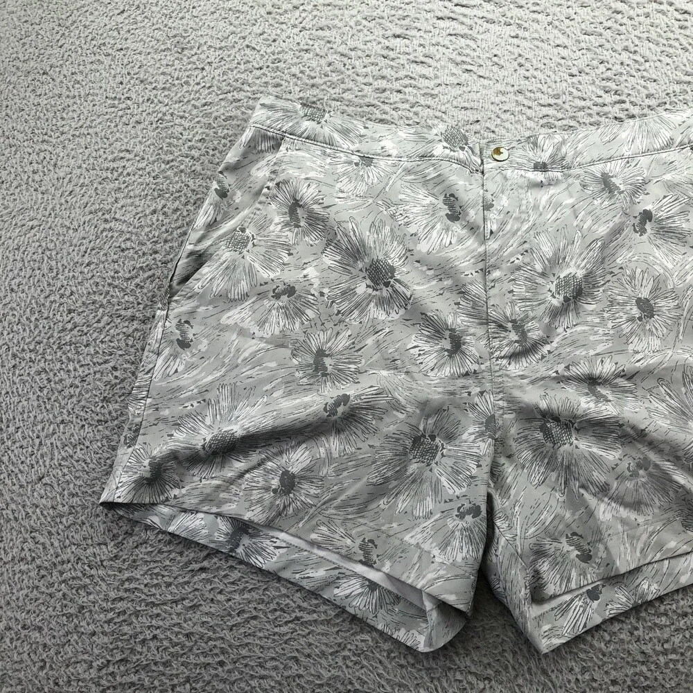 Abercrombie & Fitch Swim Trunks Mens Large Gray Floral Elastic Waist Back Pocket